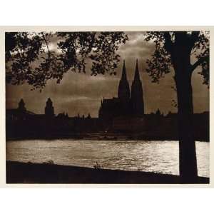  1925 Cologne Koln Rhine Rhein River Germany Sunset NICE 