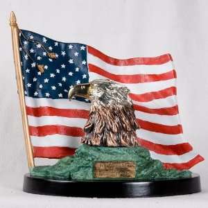  11 inch Bald Eagle With American Flag Head And Bust 