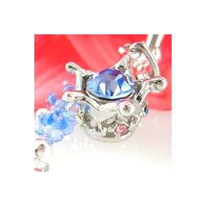   3D Crown with Big Blue Crystal Cell Phone Charm Strap: Everything Else