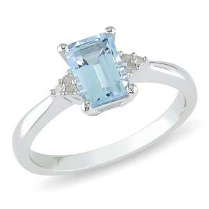   Blue Topaz Sky 0.03 CT TDW Round Diamond Fashion Ring (I3) Jewelry
