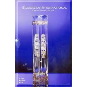    Filigree Column Crystal Sterling Silver Flower Vase