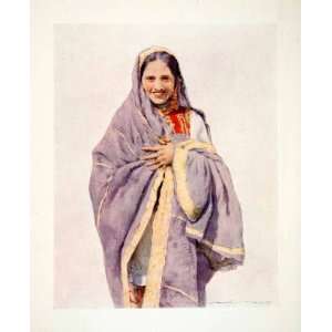  1912 Color Print India Woman Costume Fashion Lehenga Saree 