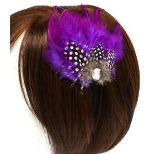  Fashion for You Feather Headband with Rhinestone   Purple 