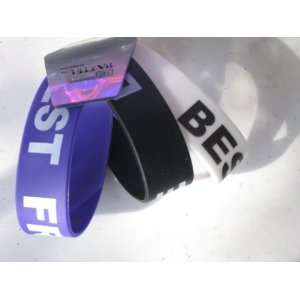  Love & 2 Best Friend Silicone Rubber Bracelet Black+Purple 