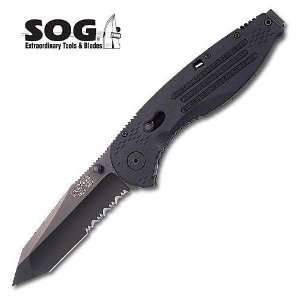  SOG Folding Knife Aegis Serrated Tanto Black Sports 
