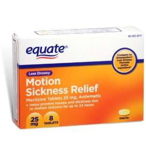 Equate   Motion Sickness 25 mg, Less Drowsy, 8 Tablets (Compare to 