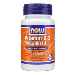  Now Foods  Vitamin D 3, 5000IU, 120 softgels: Health 