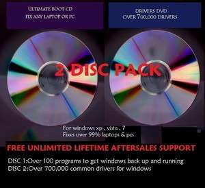Windows 7 VISTA XP repair recovery compatible boot disc cd for Laptops 