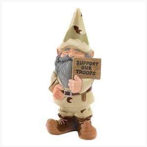  SUPPORT OUR TROOPS GNOME PATRIOTIC BEARDED GARDEN GNOME 