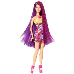    Barbie   Hairtastic Salon Barbie Doll   Purple Hair: Toys & Games