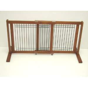   Freestanding Pet Gate, Wood/Wire with Chestnut Finish, Small Span: Pet