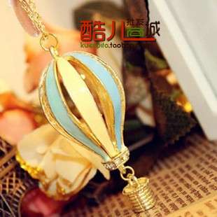 Vintage Cute Mini Colorful Hot Air Balloon Long Necklace Pendent Free 
