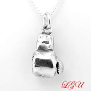 STERLING SILVER BOXING GLOVE 3D CHARM and 20 NECKLACE  