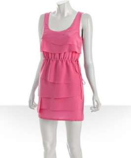 Ali Ro hot pink silk and jersey tiered tank dress   