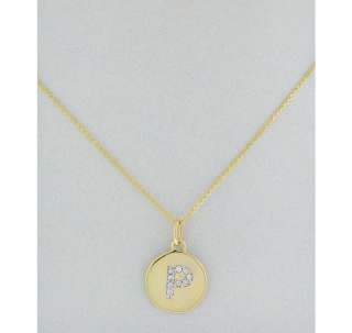 Elements by KC Designs gold and diamond P initial pendant necklace