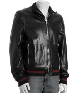 Gucci black leather zip front bomber jacket  BLUEFLY up to 70% off 