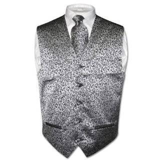   Paisley Design Dress Vest Silver Grey NeckTie Set for Suit or Tuxedo