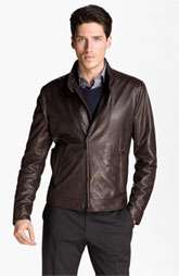 Armani Collezioni Asymmetrical Zip Leather Jacket $1,895.00