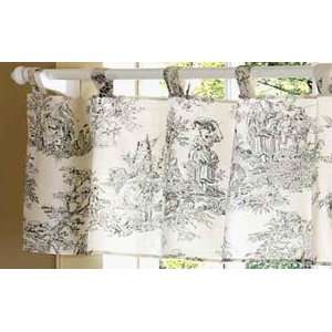 Black French Toile Tab top Window Valance
