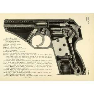   Automatic Pistol Model Interior View Gun   Original Halftone Print