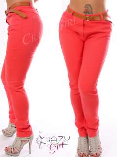   High Waist Colour Jeans Skinny Trousers Slim Fit Plus Size  