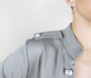 Medium Military Antique Button Open Cardigan Jacket Chic Blazer  