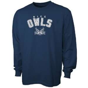  NCAA Rice Owls Navy Blue Cobra Long Sleeve T shirt Sports 