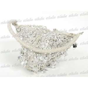 Chinese Handmade Evening Hand Bag Clutch Silver Baby
