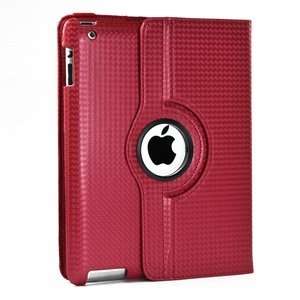  Case Star ® Red Bright PU Leather 360 Degrees Rotating 
