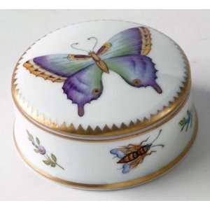  Anna Weatherley Purple Butterfly Small Round Covered Box W 