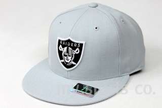 Oakland Raiders NFL Reebok Grey Black Fitted Caps NEW  