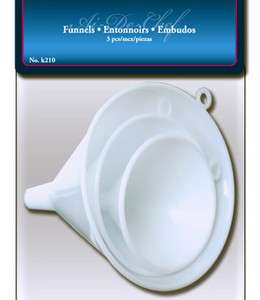 White Plastic Funnels sizes 2 1/2,3,4 inch  