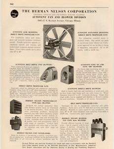 Herman Nelson Autovent Fans & Blower Heaters 1944 AD  