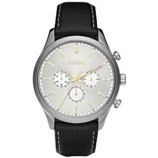  Fossil Ansel Leather Watch   Black: Fossil: Watches