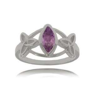  Celtic Amethyst Ring in Sterling Silver   Trinity Knot 
