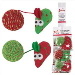  Zanies Festive Feline Mouse and Ball Cat Toy