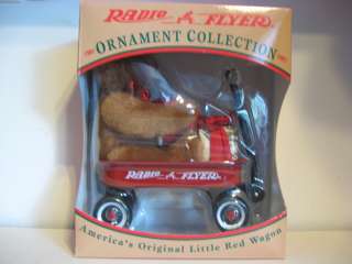 RADIO FLYER NIB Little Red Wagon Teddy Bear Christmas Ornament 1997 