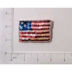  Stars and Stripes Flag Sequin Applique Each