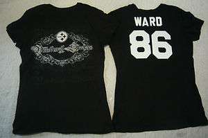   100% Licensed NFL LADIES Womens Steelers HINES WARD Jersey Shirt BLACK