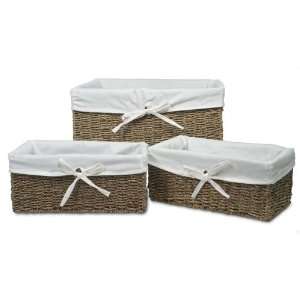  Sea Grass Lined Basket   Set of 3