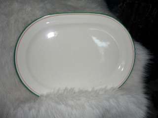 OVAL RESTAURANT WARE PLATE!! ONEIDA EXPRESS. GREEN & RED BAND. 10 1/4 