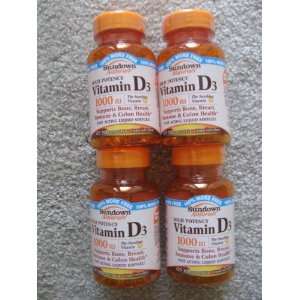 Pack of 4 Sundown Naturals Vitamin D3   1000 IU   200 Softgels Each 