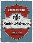   Smith and Wesson Gun Tin Sign NRA Ad Biker Rifle Ammo Keep Out USA