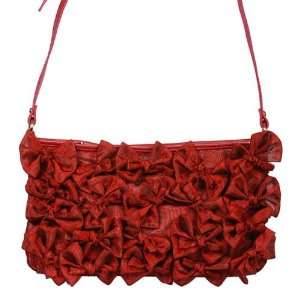  Coral Vieta LYDIA Shoulder Bag ~ Faux Leather with Tulle 