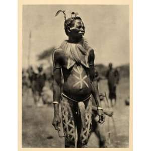  1930 Nuba Woman African Body Art Painting Sudan Africa 