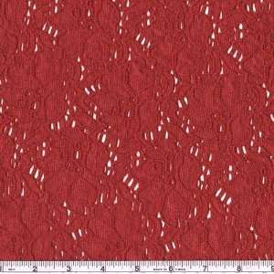  54 Wide Stretch Lace Floral Red Fabric By The Yard: Arts 