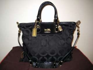 COACH Large Black Op Art Julianne Tote Handbag w/Shoulder Strap  