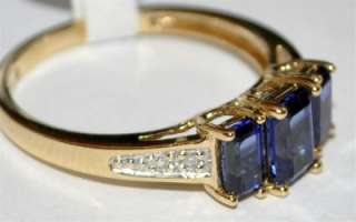 Womens Diamond Gemstone Blue Sapphire Ring Mothers  