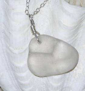 Frosted Beach Sea Ocean Glass Jewelry Sterling Pendant  
