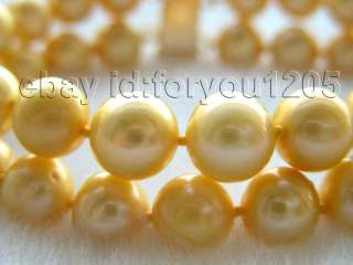 Double Natural 10mm Round Golden Pearl Bracelet 14k  